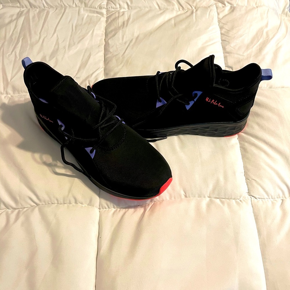 U.S. Polo Ass tennis shoes.  Black slip/tie on